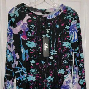 BRAND NEW LILY BY FIRMIANA BEAUTIFUL MULTICOLOR TUNIC TOP SHIRT WOMENS MEDIUM